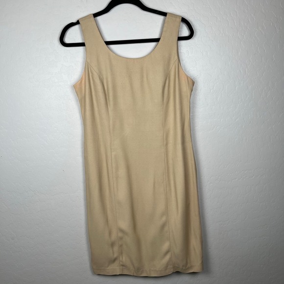 VTG R.J. & Co Women's Tan Dress Suit Set Leopard Trim Size 10P USA *FLAWS*‎ - Picture 10 of 16